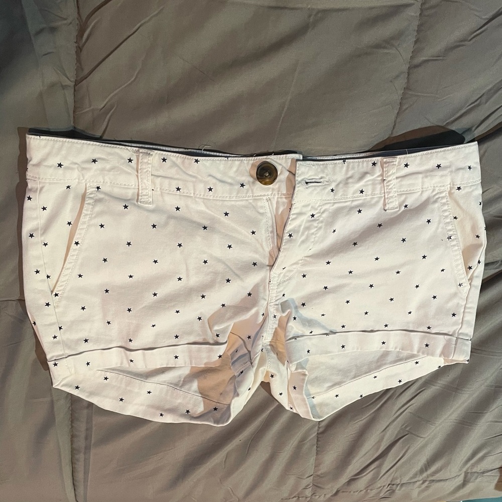 White Shorts with Blue Stars